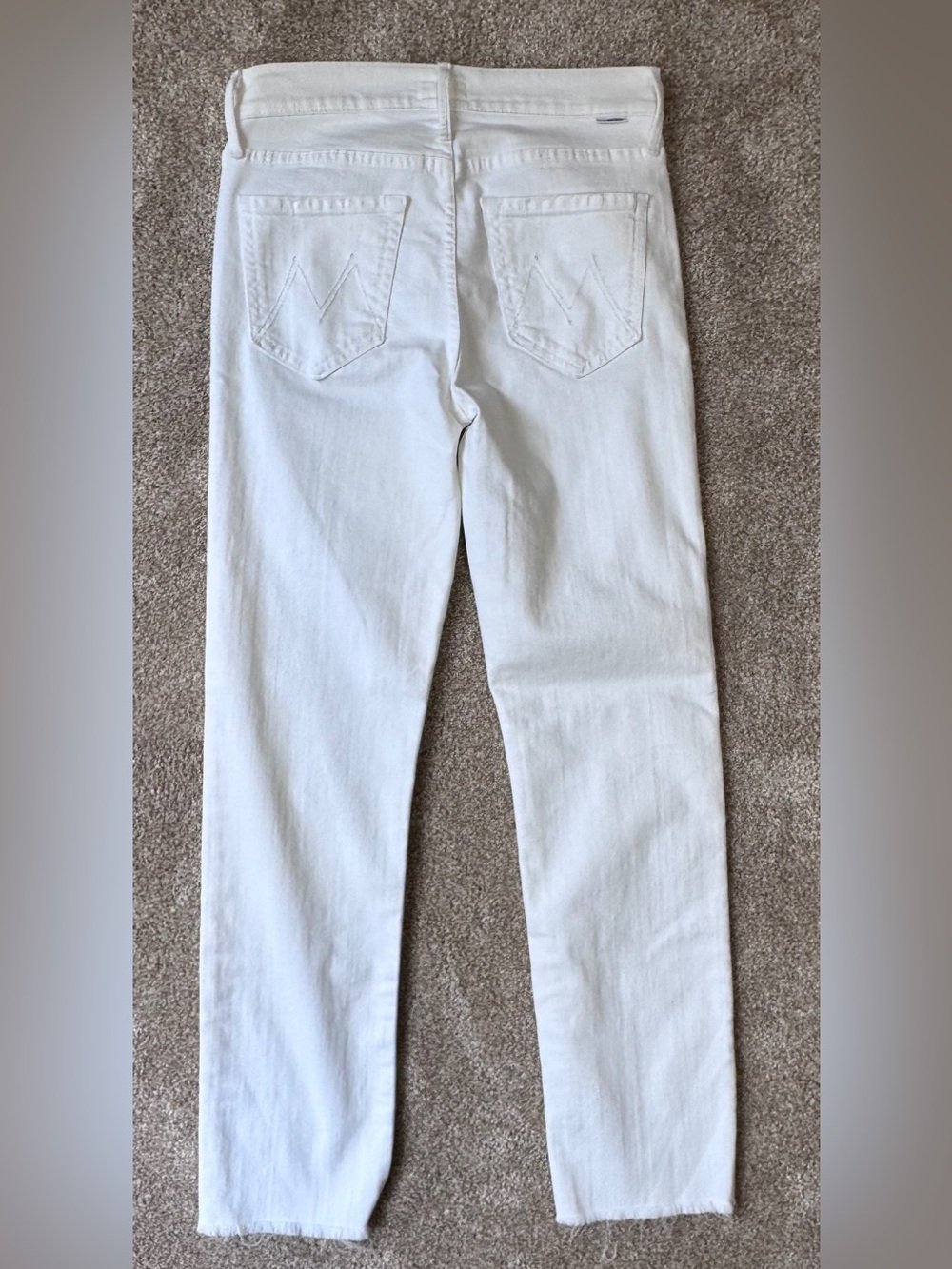 MOTHER The Rascal Ankle Snippet Stayin’ Alive White Jeans Size 25 Frayed Hem - Picture 4 of 15